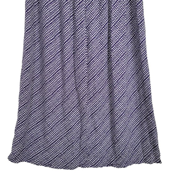Ann Taylor Loft Petites 12P Skirt Maxi Button Front Drawstring Geometric Purple - Picture 6 of 11